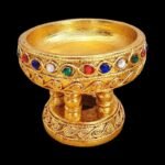 泰国精美实金箔木果盘 水果盘 贡品盘  泰国复古工艺精美摆件盘 Golden Round Wood Tray Decoraction Tray - Image 5