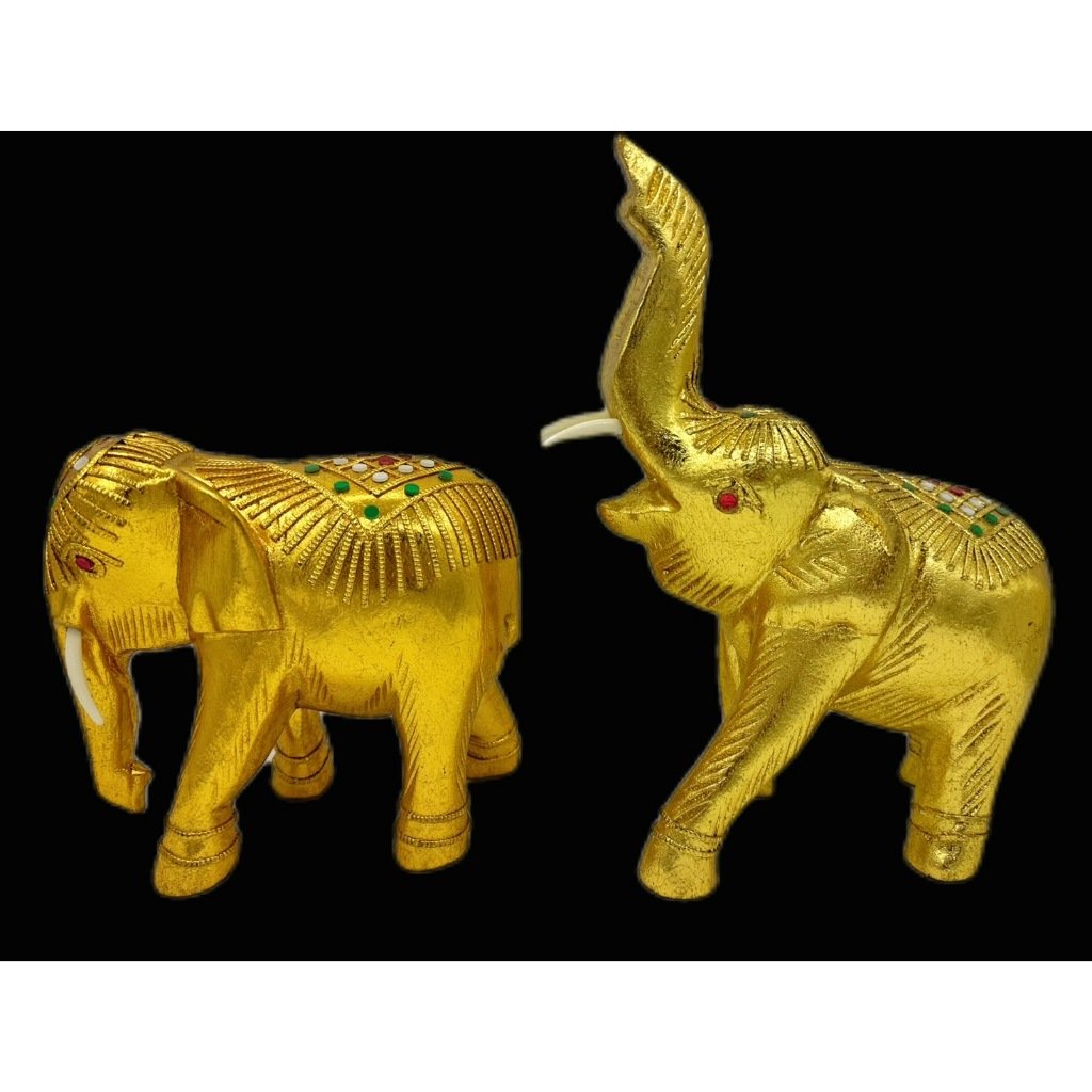 6a4ce73ec7ae0_1783424830.jpg 泰国(实木)金雕大象 四面佛金大象 供品/泰國木雕大象 (许愿/还原)吉祥象 还愿象 风水象 招财象 神龛象 装饰象 Thailand Elephant யானை - Image 1